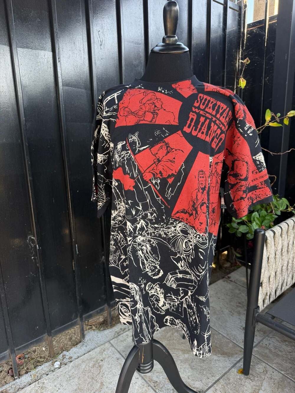 Vtg Sukiyaki Western Django T-Shirt All Over Print Graphic Tee